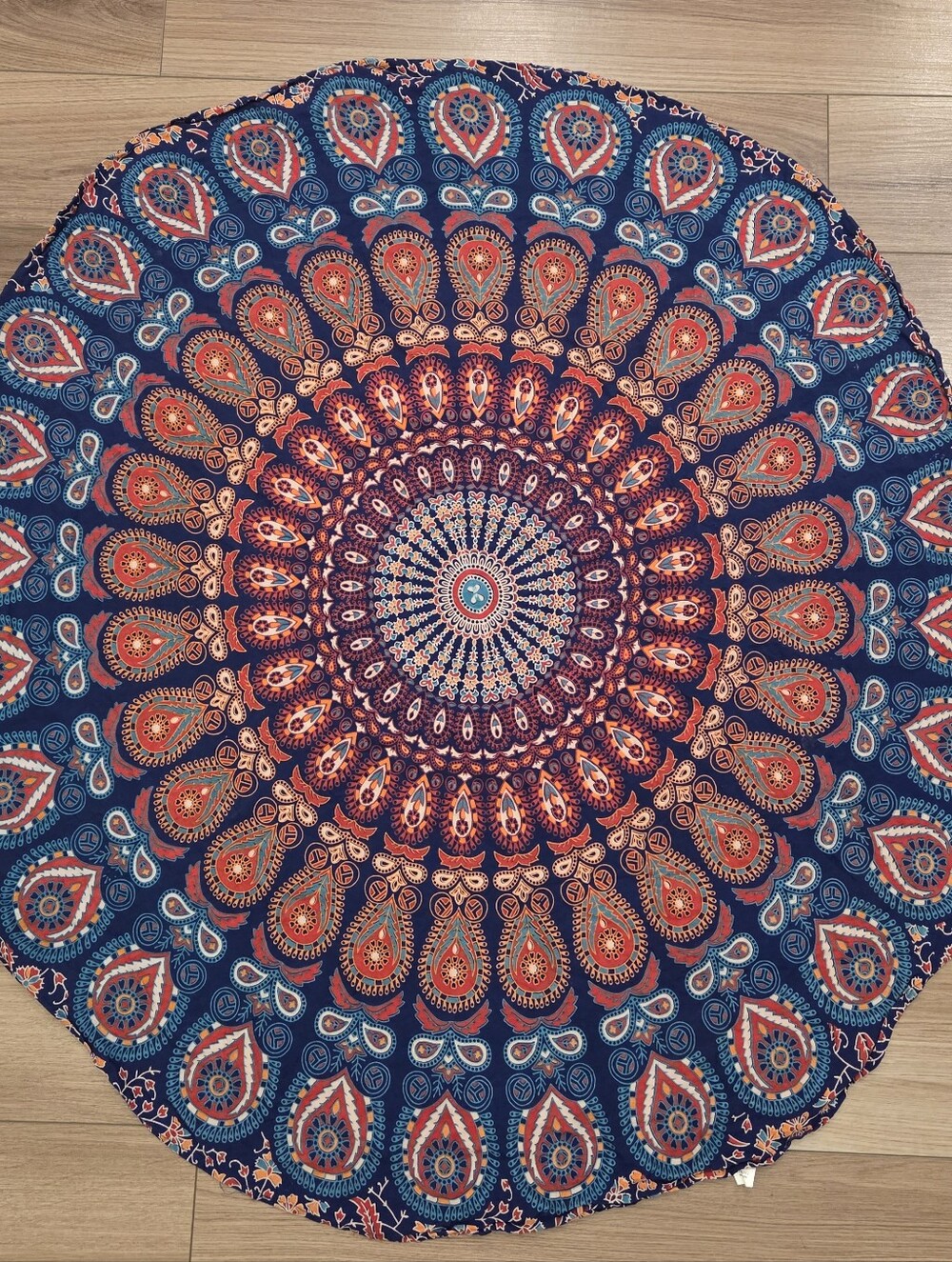 Rajrang peacock mandala round tapestry 49"